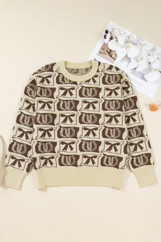 Plus Size Western Bows & Horseshoes Long Sleeve Sw