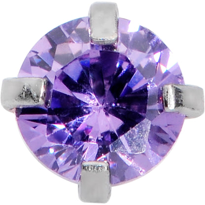 18G 1/4 Purplish 3mm CZ Gem Steel L-Shape Nose Ring