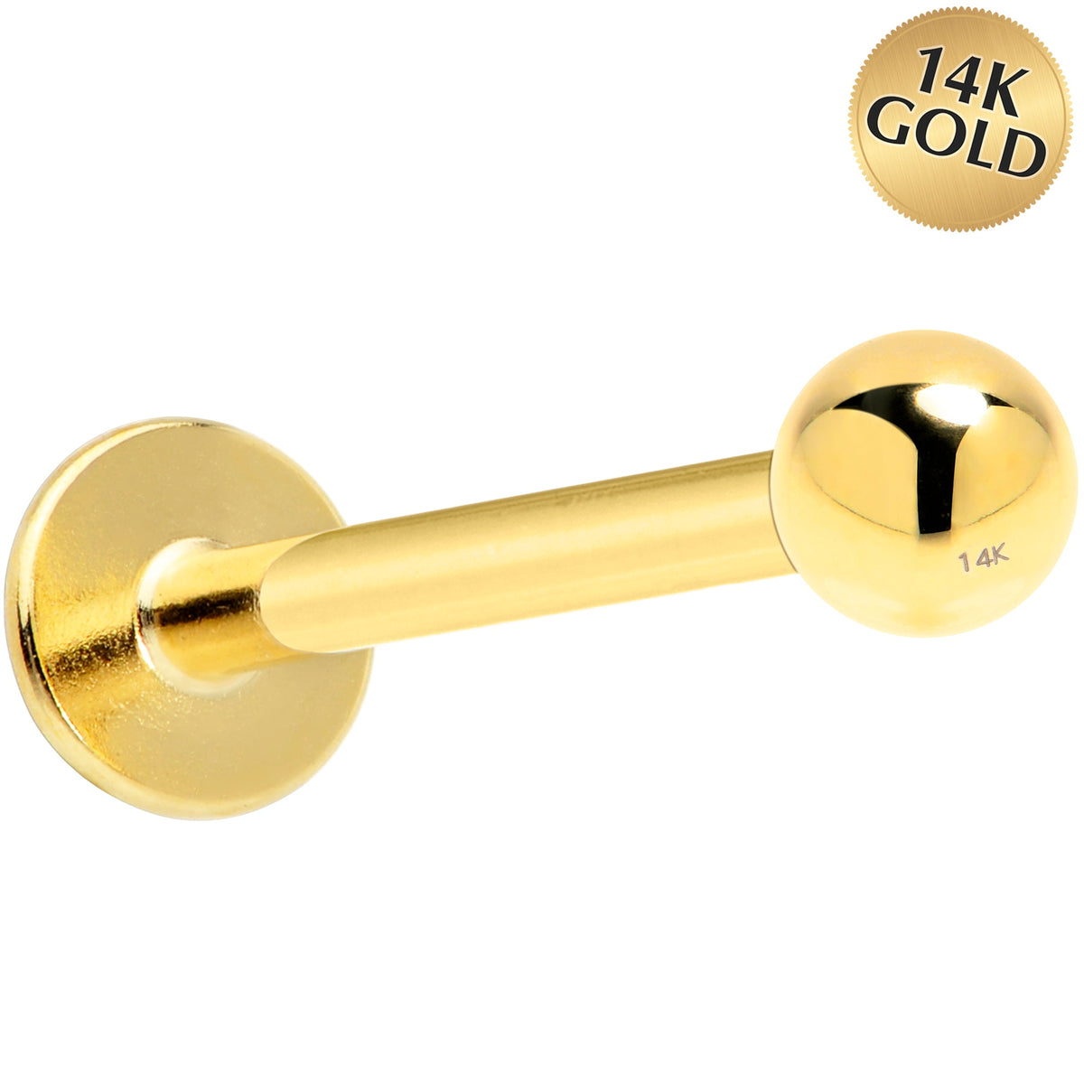 16G Solid 14K Yellow Gold Flat Back