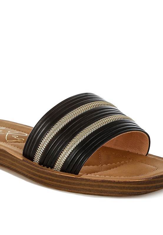 Zosaya Faux Zipper Detail Slip Ons