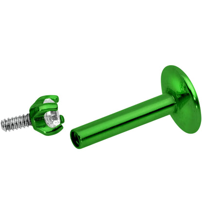 Body Candy Green Titanium IP Steel Clear 2mm Accent Internally Threaded Labret Monroe 16G 1/4