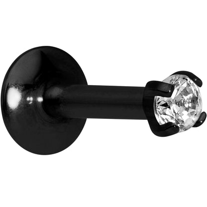 Body Candy Black Titanium IP Steel Clear 2mm Accent Internally Threaded Labret Monroe 16G 1/4