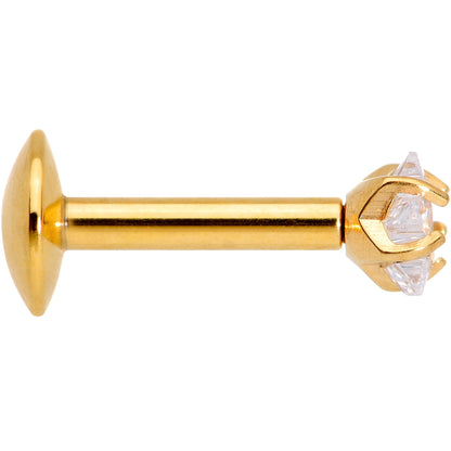 1/4 Clear Star CZ Gem Gold PVD Internally Threaded Labret Monroe