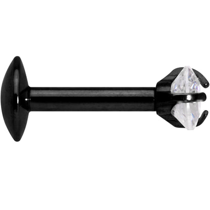 1/4 Clear Heart CZ Black PVD Internally Threaded Labret Monroe