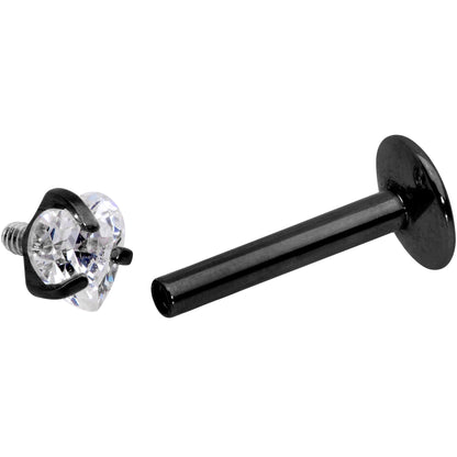 5/16 Clear Heart CZ Black PVD Internally Threaded Labret Monroe