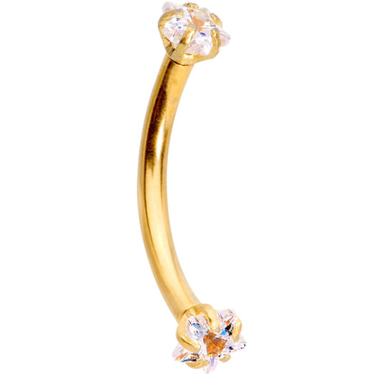 3/8 Clear Gem Anodized Curved Eyebrow Ring Set of 3