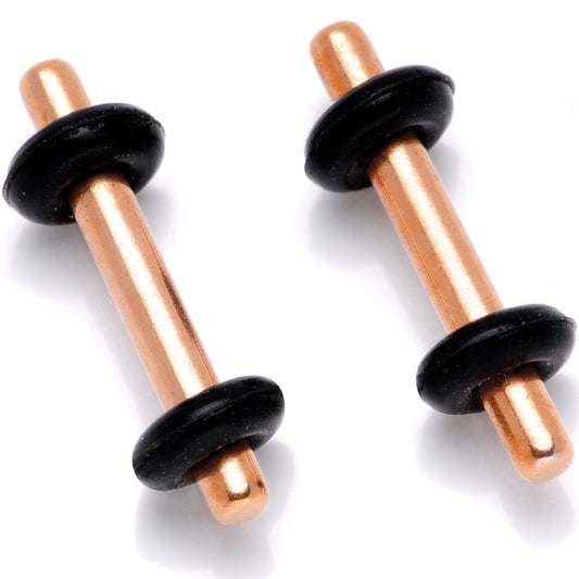 Rose Gold Tone Anodized Titanium Micro Straight Plug Set 14G to 12G