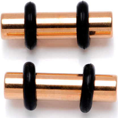 8G Rose Gold Tone Anodized Titanium Micro Straight Plug Set