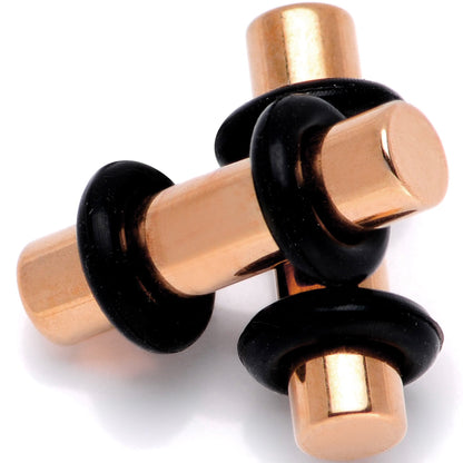 8G Rose Gold Tone Anodized Titanium Micro Straight Plug Set