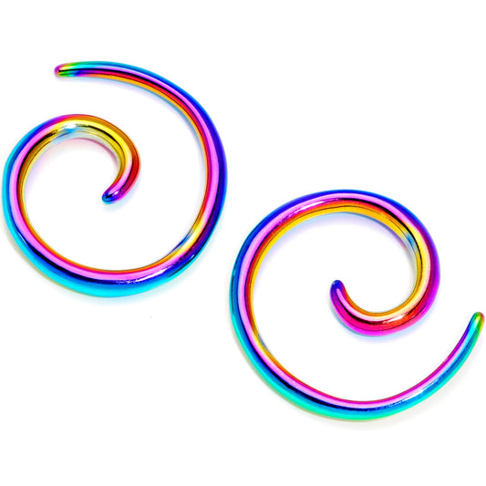 Rainbow Anodized Titanium Micro Spiral Taper Set 12G to 8G