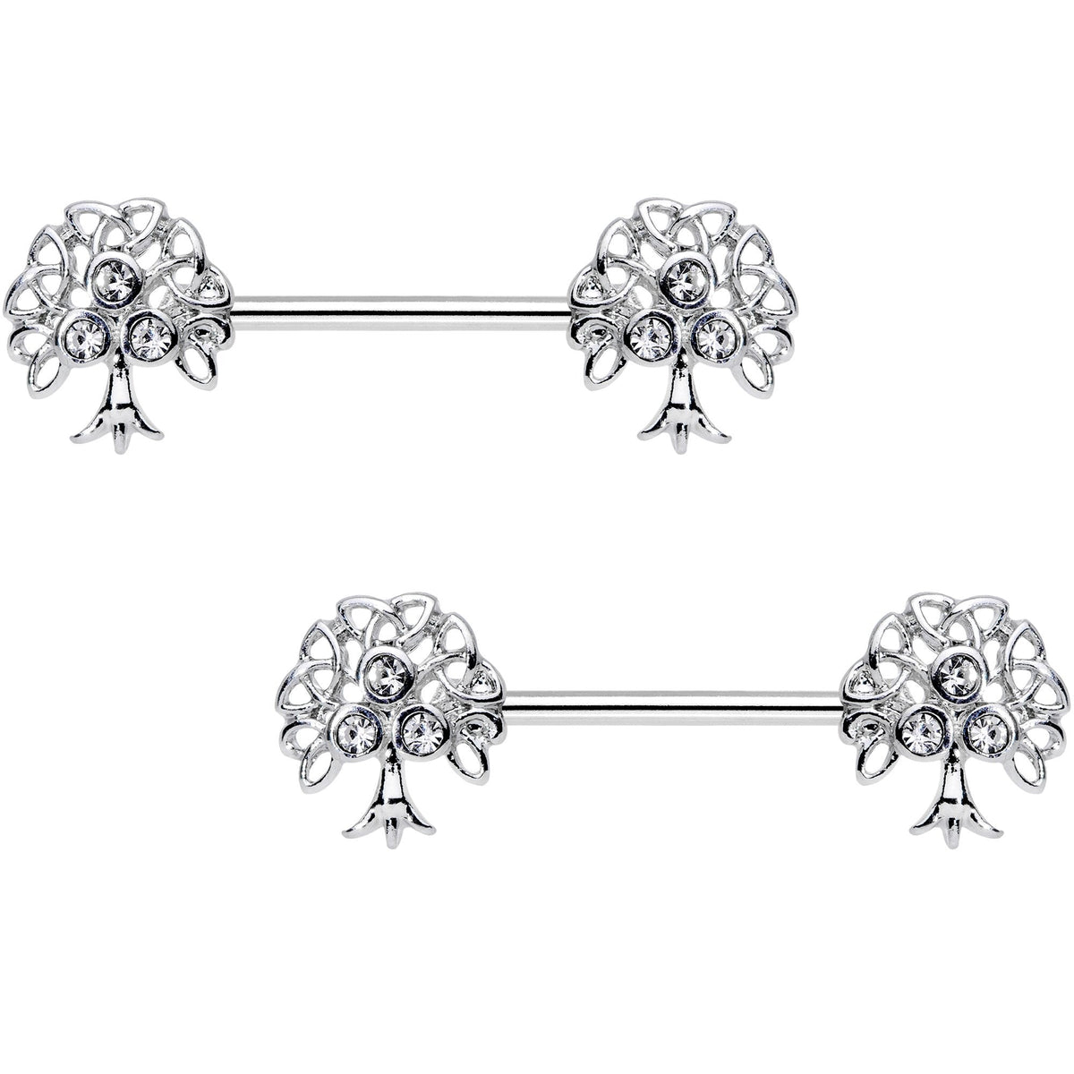 9/16 Clear Gem Trio Fruit Tree Barbell Nipple Ring Set
