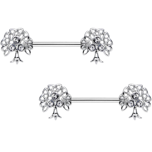 9/16 Clear Gem Trio Fruit Tree Barbell Nipple Ring Set