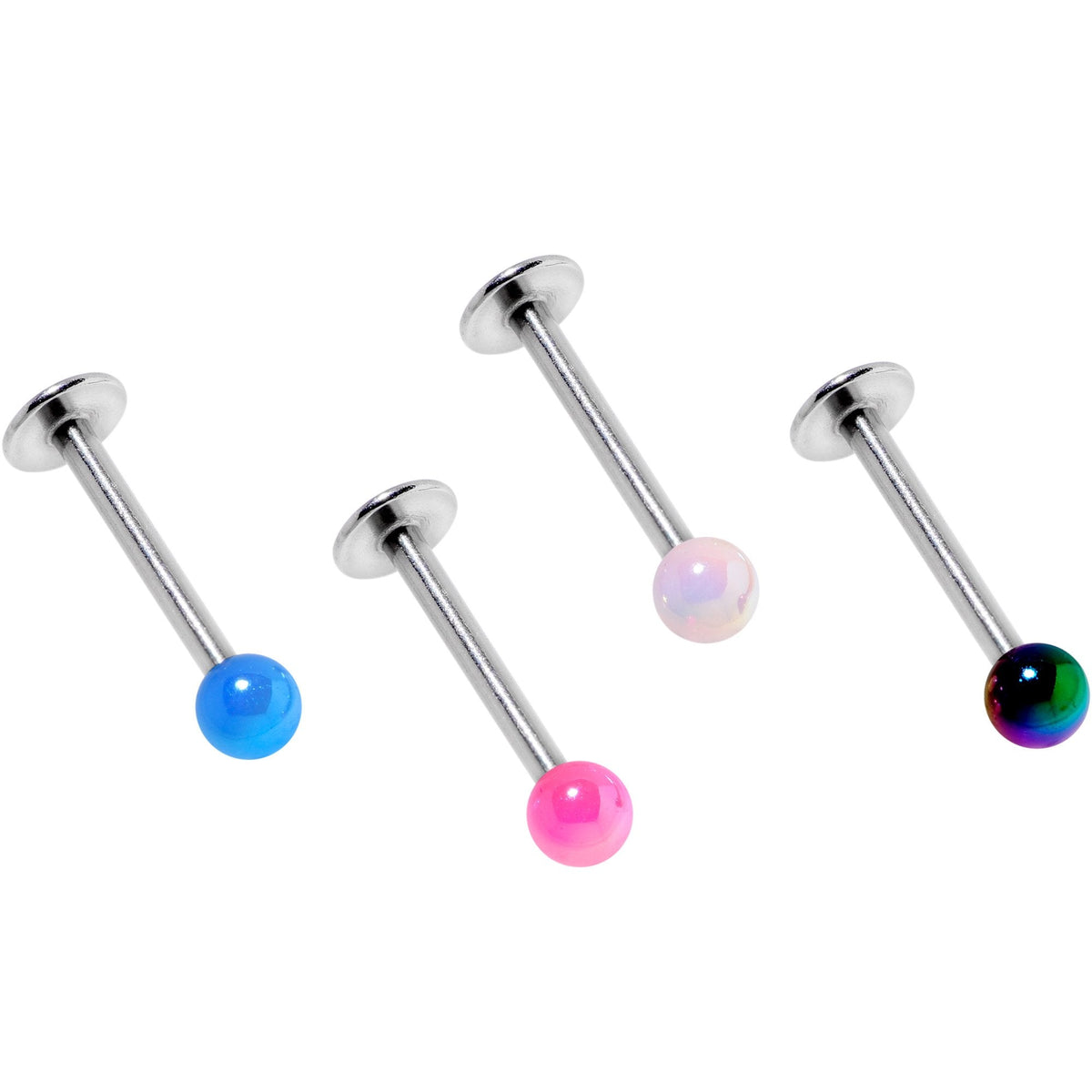 Multi Color Pearlescent Acrylic Ball Labret Monroe Tragus Set of 4