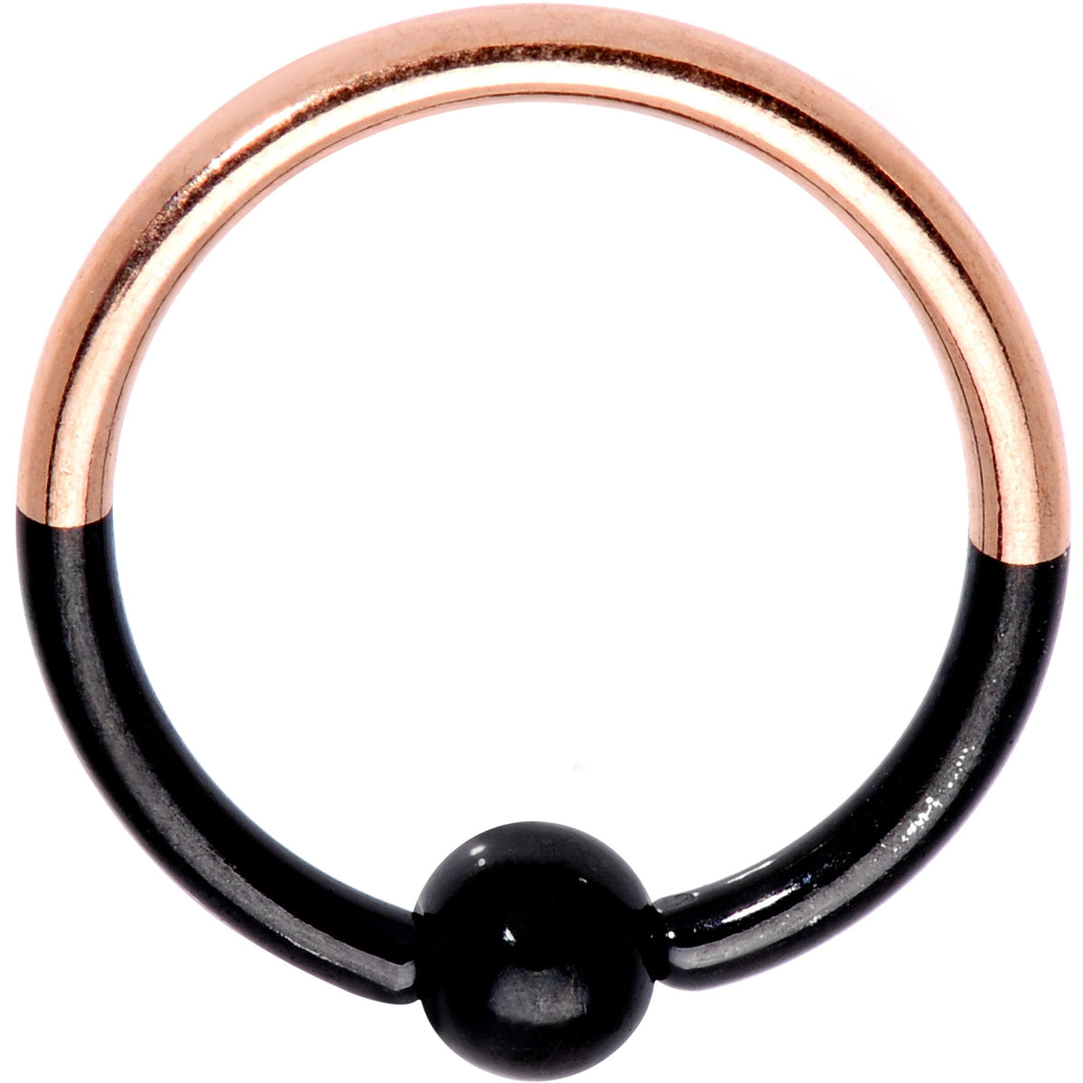 16G 3/8 Black and Rose Gold Tone Two Tone BCR Captive Ring