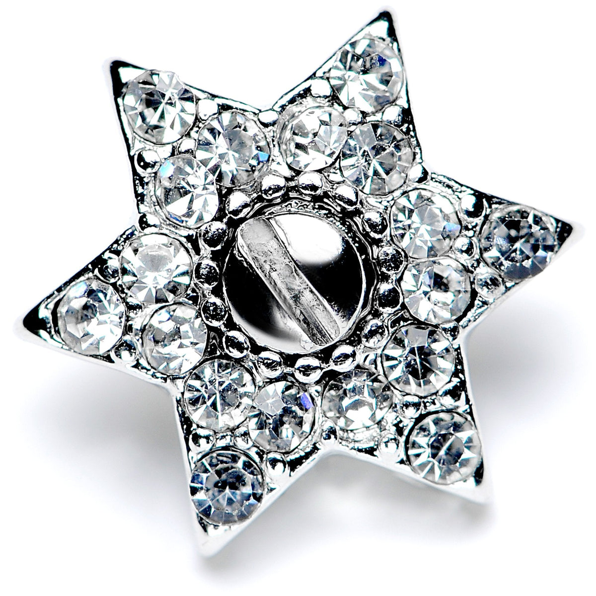 14G Clear Gem 10mm Six Point Star Dermal Top