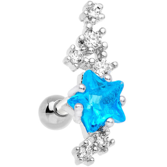 Aqua CZ Gem Shooting Star Cartilage Tragus Earring