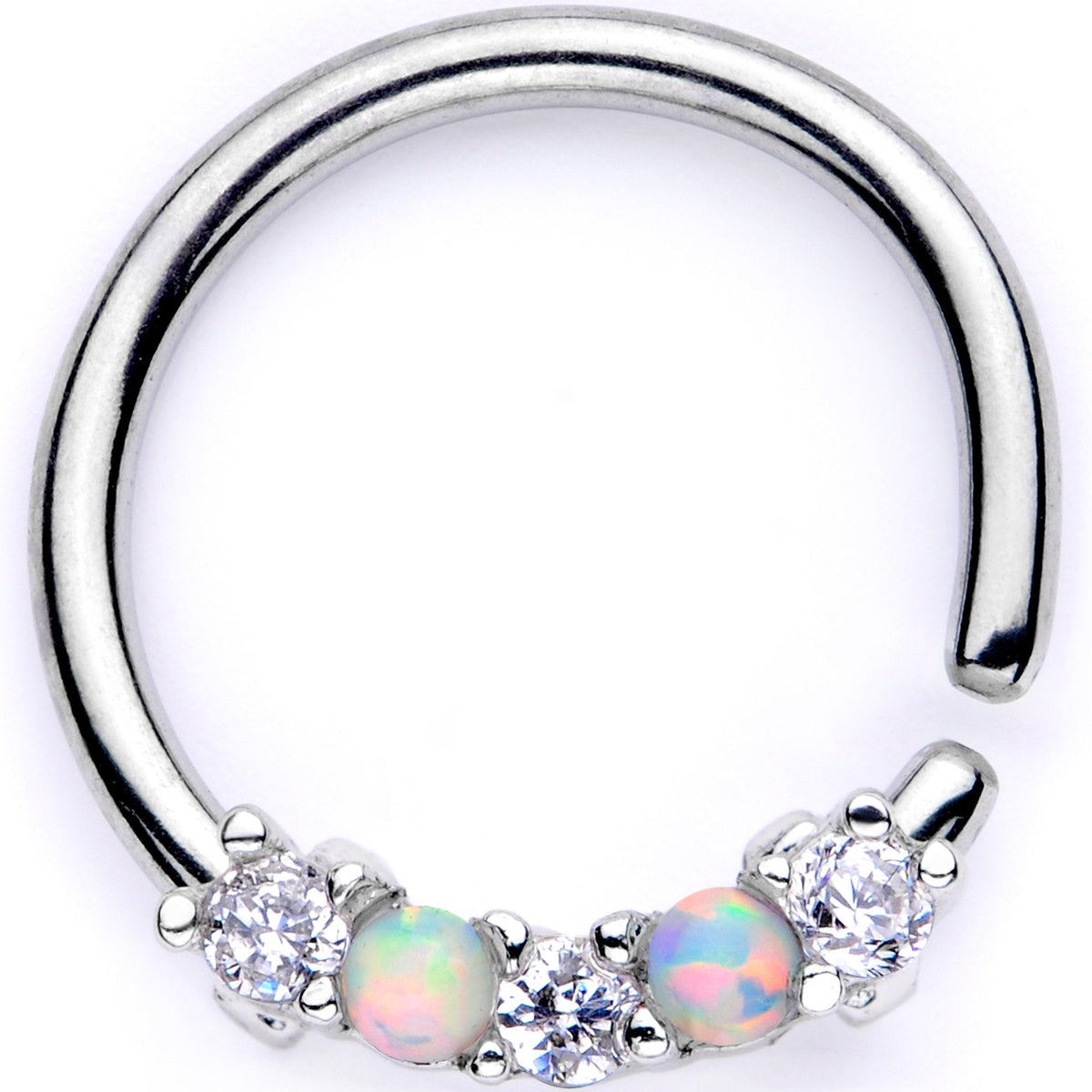 16G 5/16 White Synthetic Opal Blingy Seamless Circular Ring