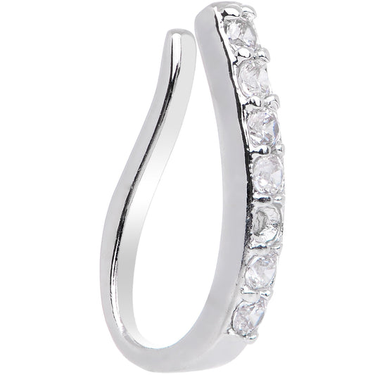 Clear CZ Gem Life of the Party Clip On Fake Nose Ring