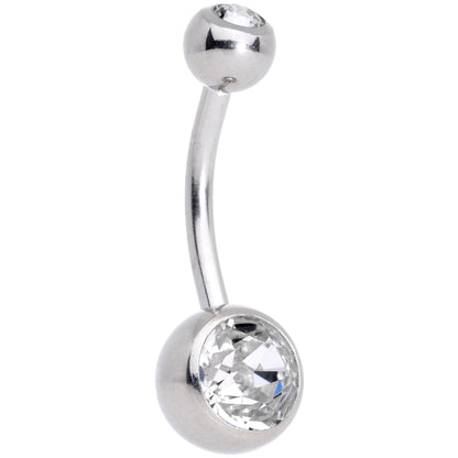 Clear Teal Gem Belly Ring Set of 2 Created with Crystals