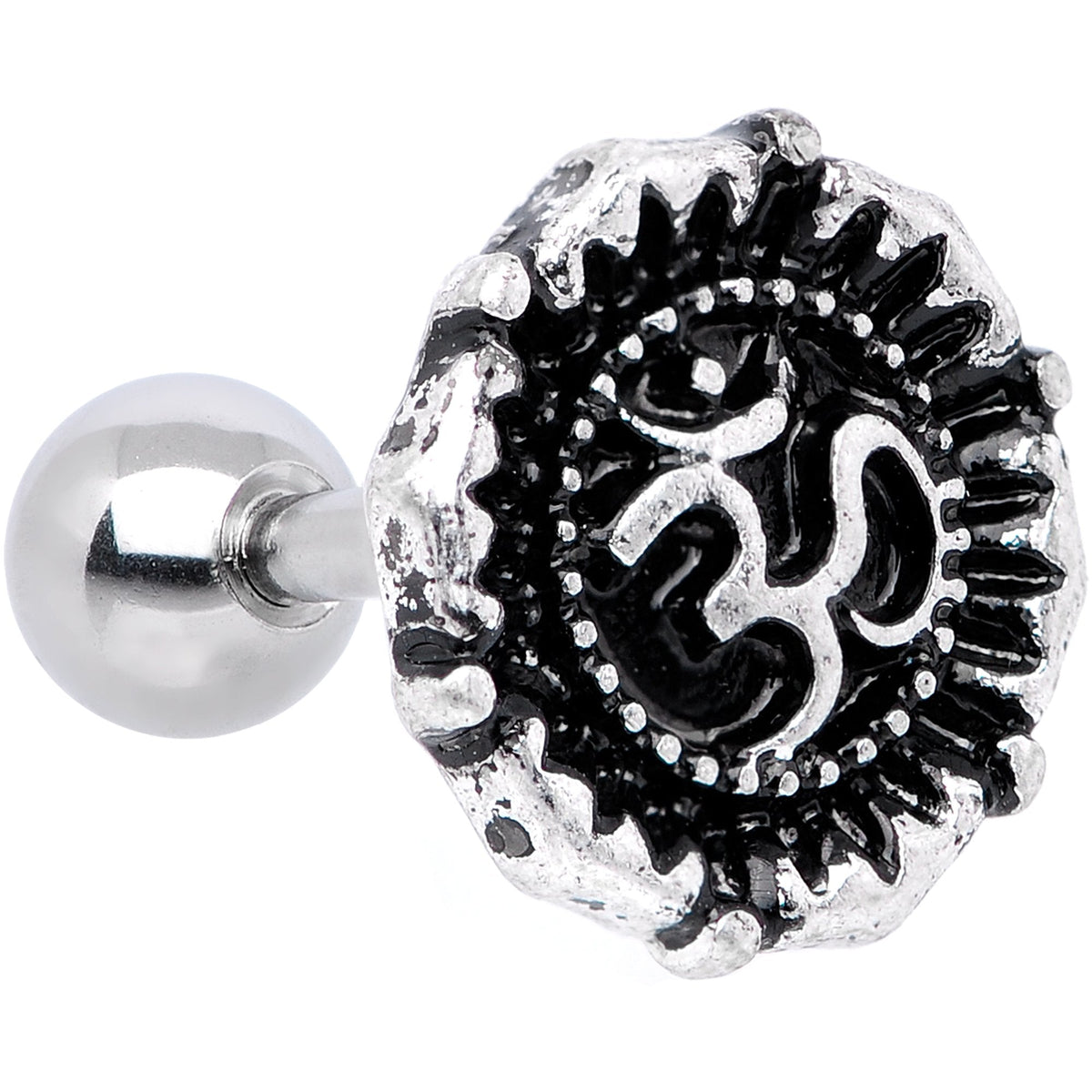 16G 1/4 Spiritual Ohm Symbol Tragus Cartilage Earring