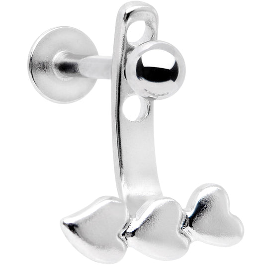 16G 3/8 Triple Heart Dangle Cartilage Tragus Helix Piercing