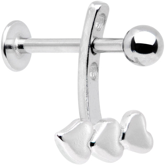 16G 3/8 Triple Heart Dangle Cartilage Tragus Helix Piercing