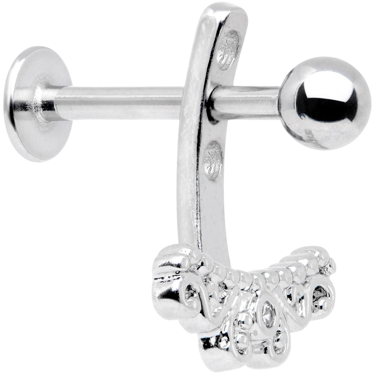 Clear Gem Victorian Swirl Dangle Cartilage Tragus Helix Piercing