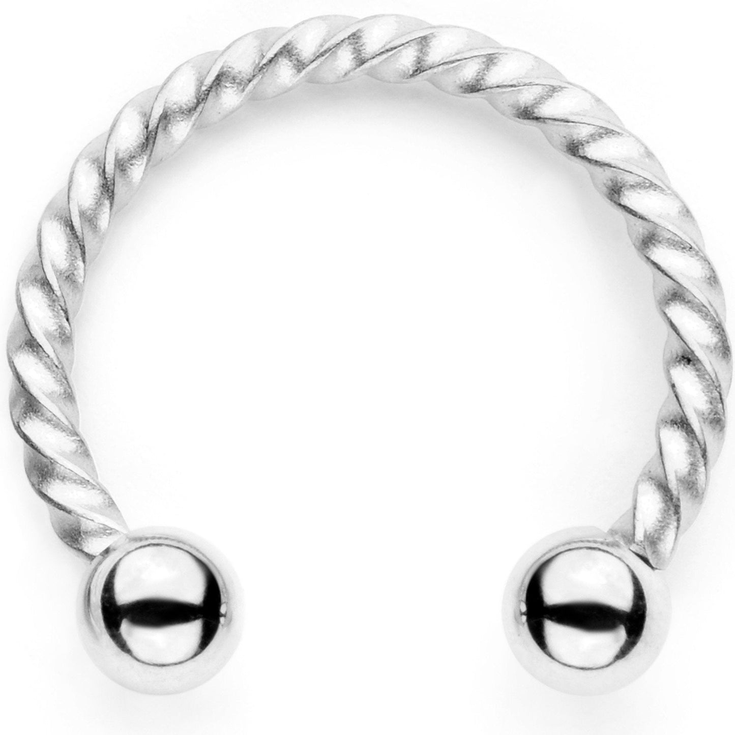 16G 3/8 White Faux Opal Twisted Horseshoe Closure Ring Set