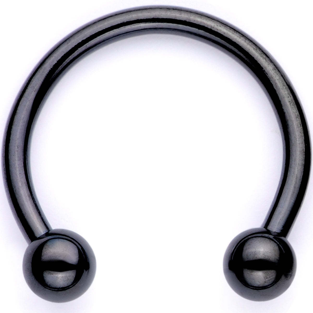16G 3/8 White Faux Opal Black Anodized Twisted Horseshoe Closure Ring Set
