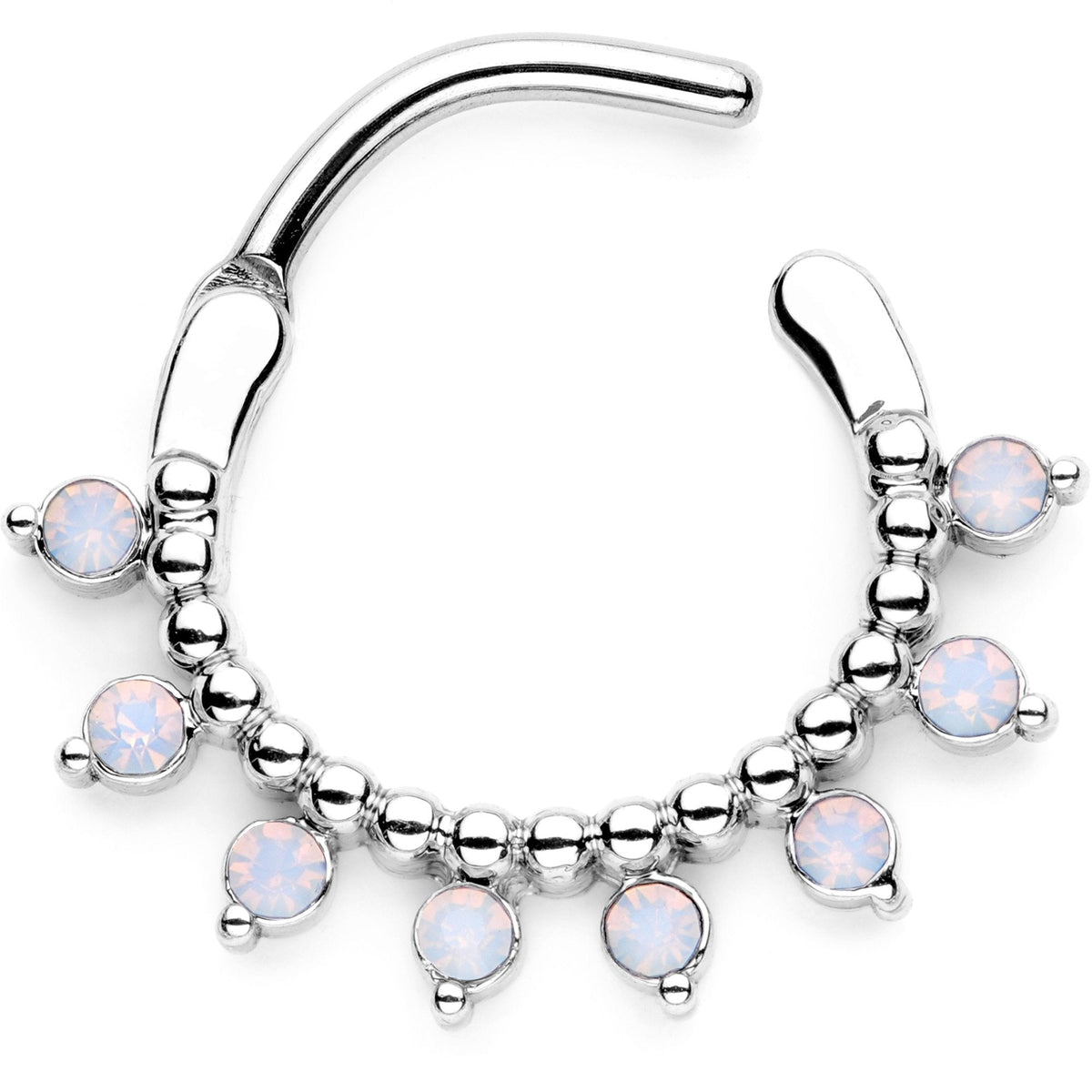 16G 3/8 White Faux Opal Twisted Hoseshoe and Clicker Set of 3