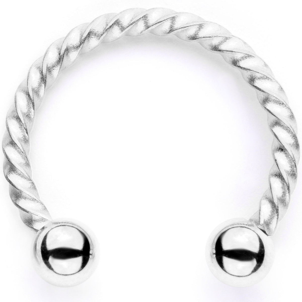 16G Blue Faux Opal Twisted Horseshoe Clip On Fake Septum Ring Set
