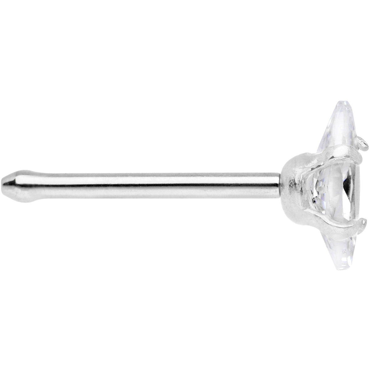 20G 1/4 Clear CZ Gem Ellipse Nose Bone