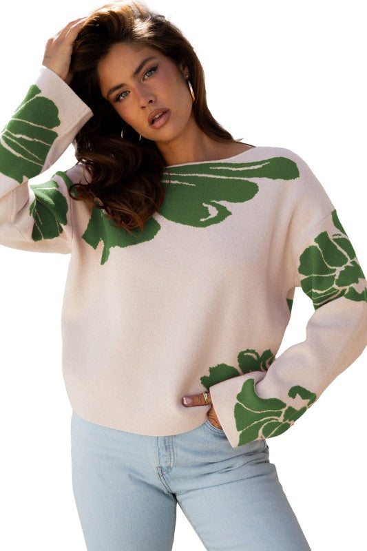 Floral Wide Sleeve Sweater