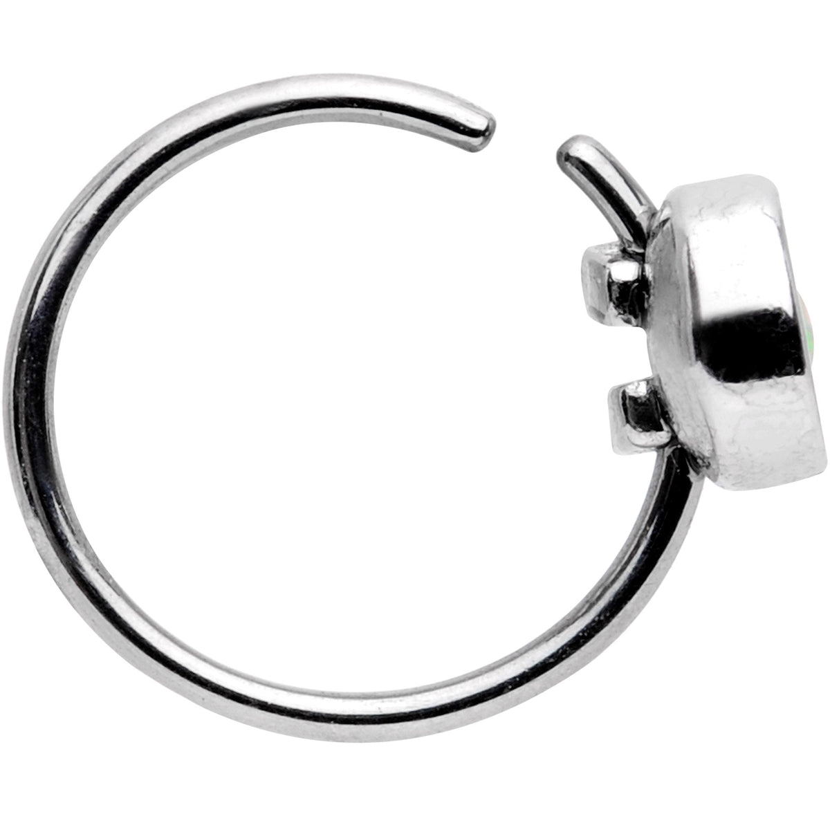 20G 5/16 White Synthetic Opal Inlay Seamless Circular Ring
