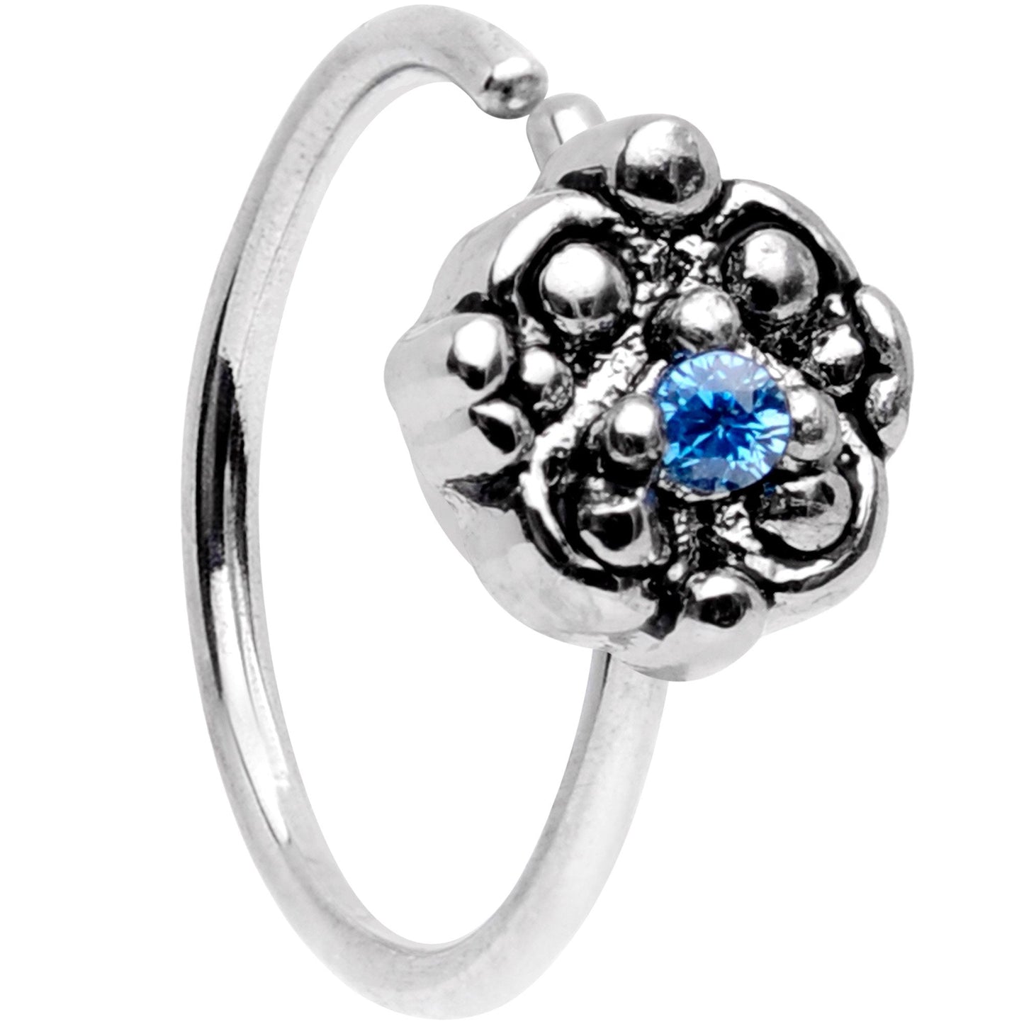 20G 5/16 Blue CZ Gem Decadent Cluster Seamless Circular Ring
