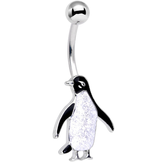 White Glitter Arctic Penguin Belly Ring