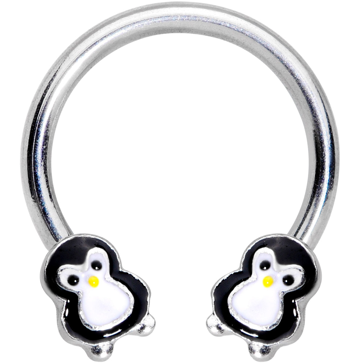 16G 3/8 Pudgy Penguin Horseshoe Curved Barbell