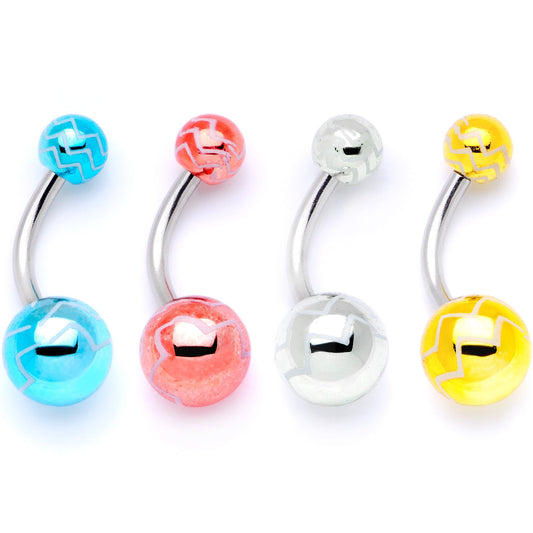 Parade of Summer Zig Zag Party Pack Belly Ring Set of 4