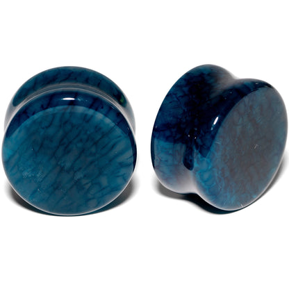 Solid Blue Stone Saddle Plug Set 6mm to 25mm