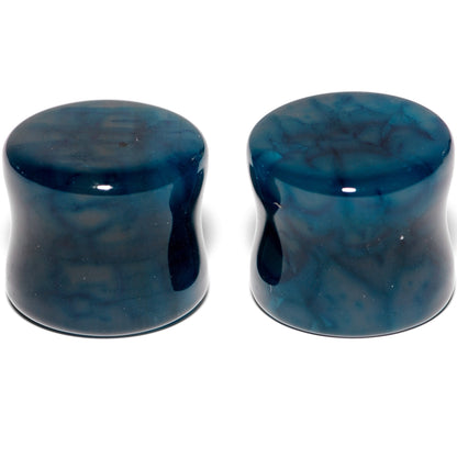 9/16 Solid Blue Stone Saddle Plug Set