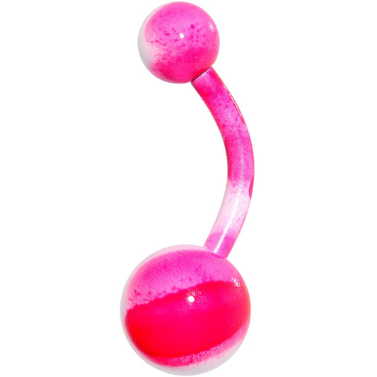 Pink White Cool Camouflage Belly Ring