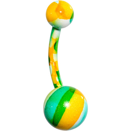 Green Orange Cool Camouflage Belly Ring