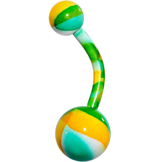 Green Orange Cool Camouflage Belly Ring