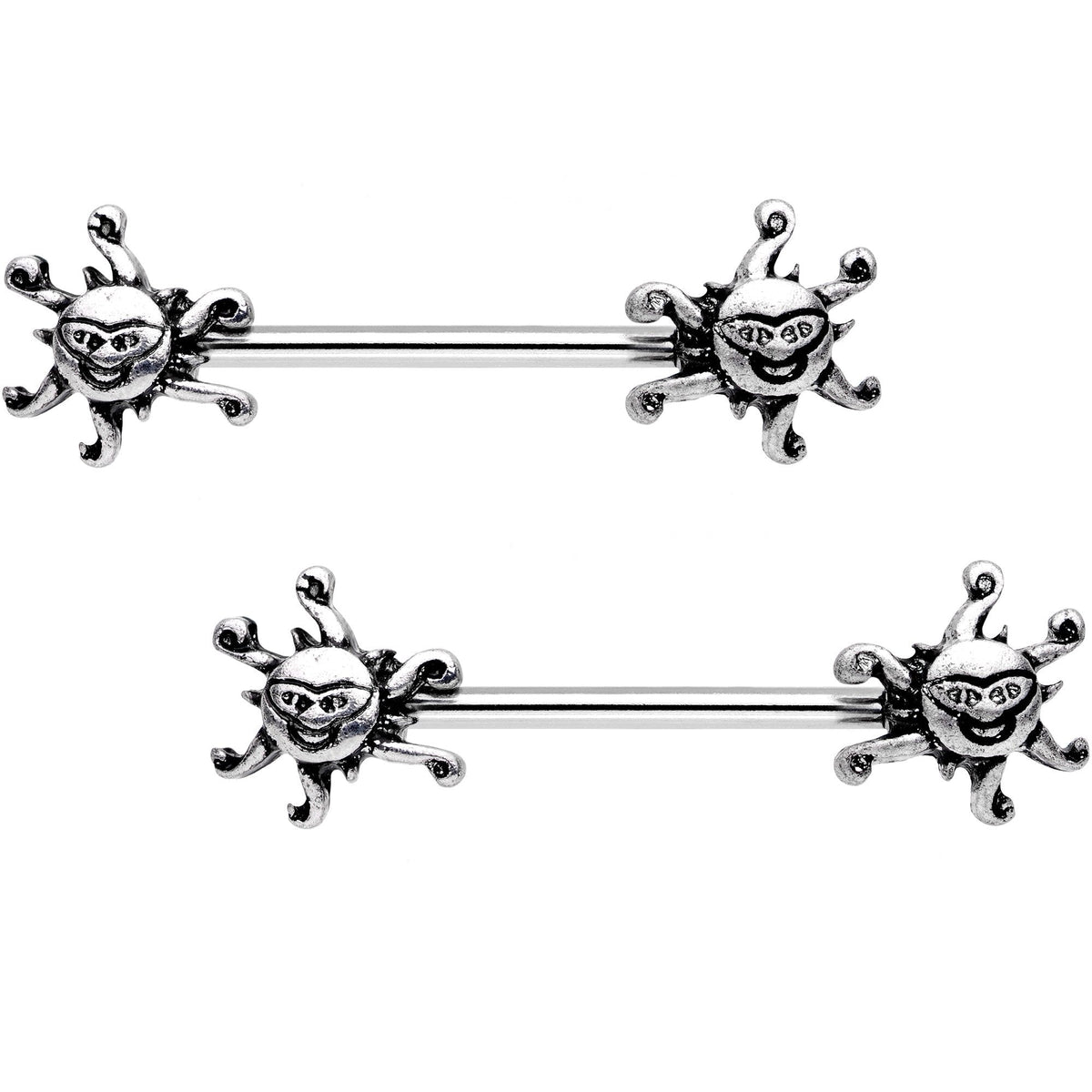 14G 9/16 Summer Sunshine Barbell Nipple Ring Set