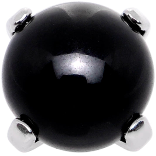 14G Natural Black Agate Externally Threaded Dermal Anchor Top