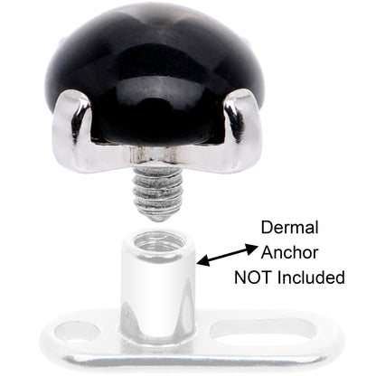 14G Natural Black Agate Externally Threaded Dermal Anchor Top