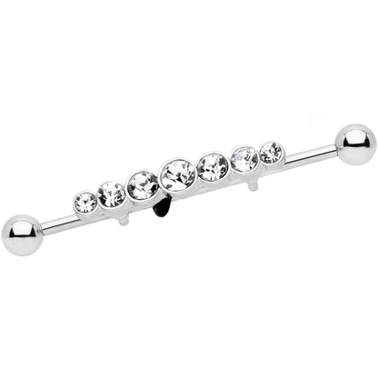 14G Clear Gem Super Seven Industrial Barbell 38mm