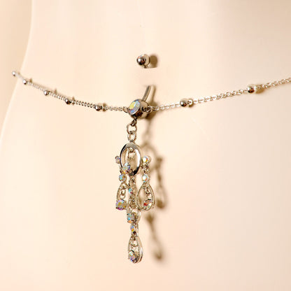Aurora Gem Dancing Queen Chandelier Dangle Belly Ring Belly Chain