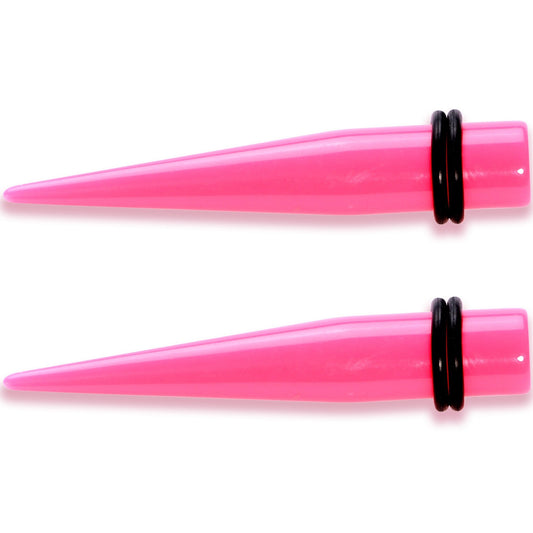 Flirty Fuchsia Lightweight Pink Acrylic Straight Taper Set 10mm to 18mm