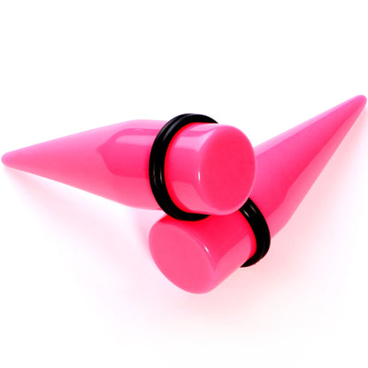 Flirty Fuchsia Lightweight Pink Acrylic Straight Taper Set 10mm to 18mm